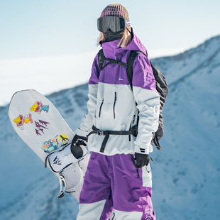 子 夹棉雪服保暖防水防紫色滑雪衣滑雪裤 nowinsnow滑雪服套装 女款