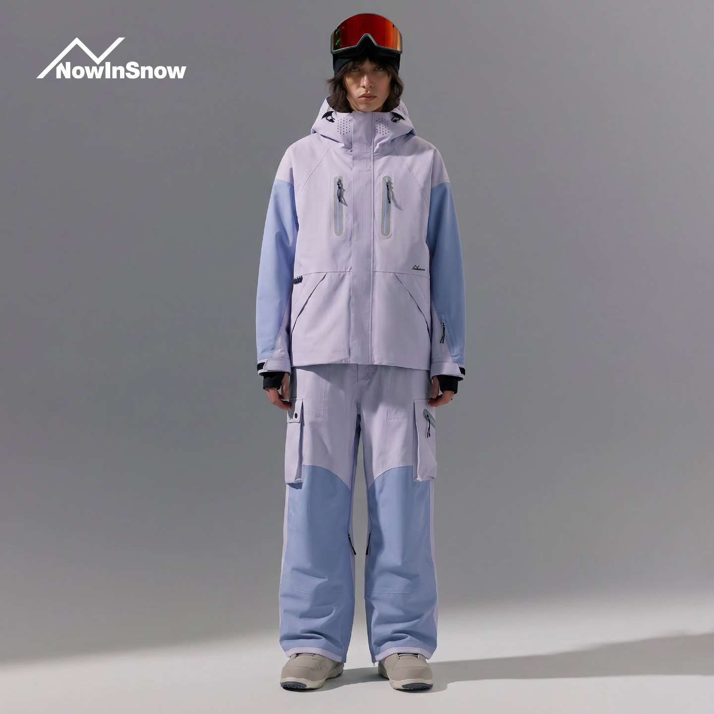 nowinsnow滑雪服女款硬壳雪服保暖专业防水防风防寒3L紫色滑雪衣