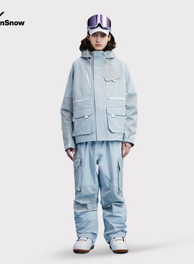 NIS雪服2025小众新款套装单板滑雪服女灰色外套滑雪裤男防水保暖