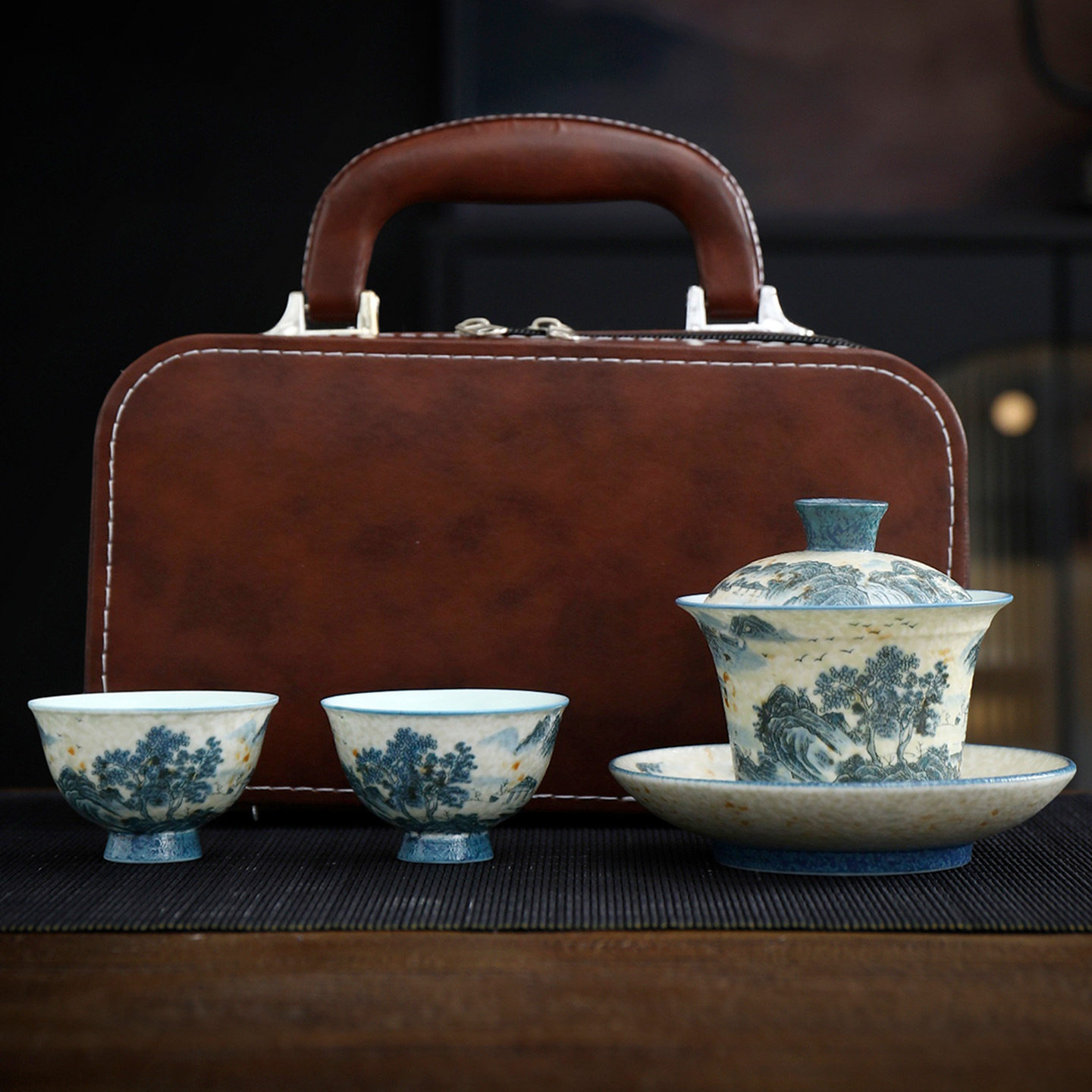 景德镇青花瓷盖碗茶杯套装三才泡茶碗三件套功夫茶具2026新款高端