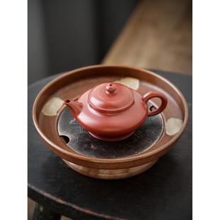蓄水手工铜壶托盘干泡盘紫砂养壶垫 鎏银铜壶承 小茶盘台圆形