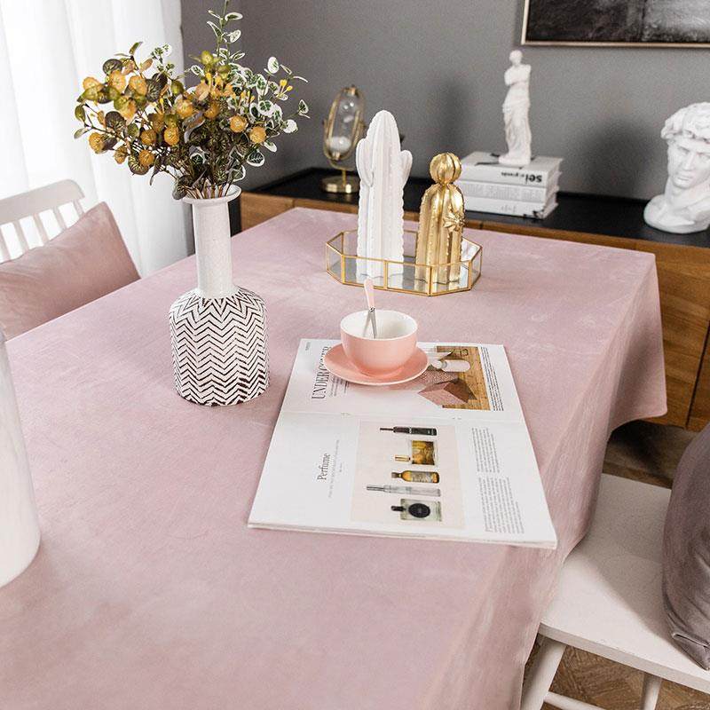 餐桌丝绒桌布纯色小清新桌垫北欧素色茶几长方形桌布家用简约现代