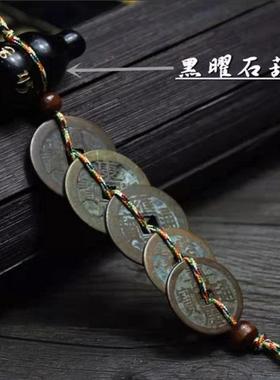 纯铜真品五帝钱古币门对门铜葫芦压门槛进门桃木葫芦中国结挂件