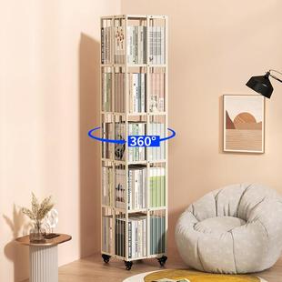 旋转落地金属书架网红北欧客厅组装 卧室角落大容量简约学生书架柜