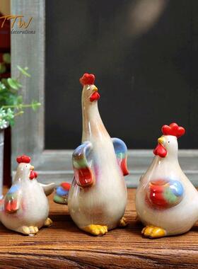 创意田园家居动物朋友装饰品陶瓷鸡可爱镇宅鸡电视柜桌面摆件礼物