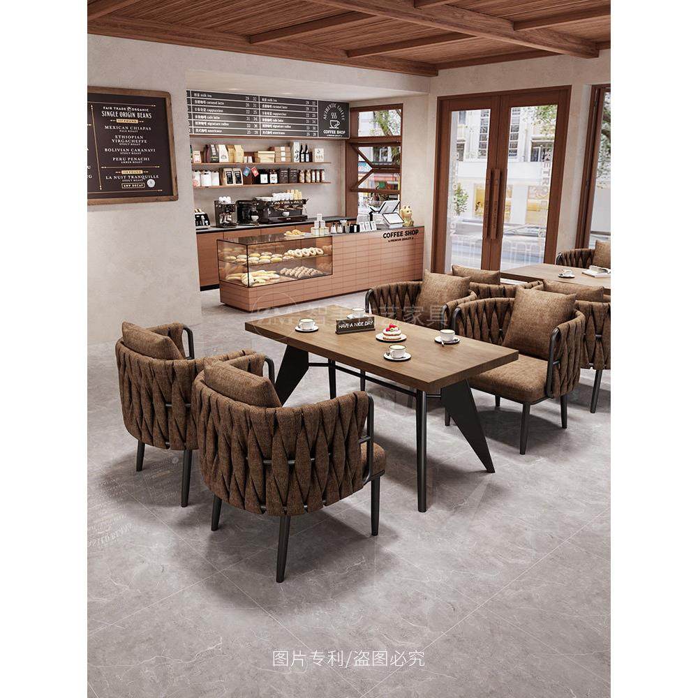 工业风咖啡厅沙发西餐厅餐饮店烧烤甜品奶茶店休息区接待桌椅组合