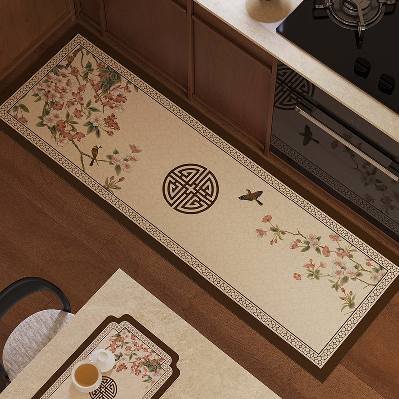 锦棠春新中式厨房地垫防油防摔脚垫可擦免洗防滑垫防水整铺地垫,居家布艺,厨房地垫,淘宝优惠券,粉丝福利购,淘宝优惠卷