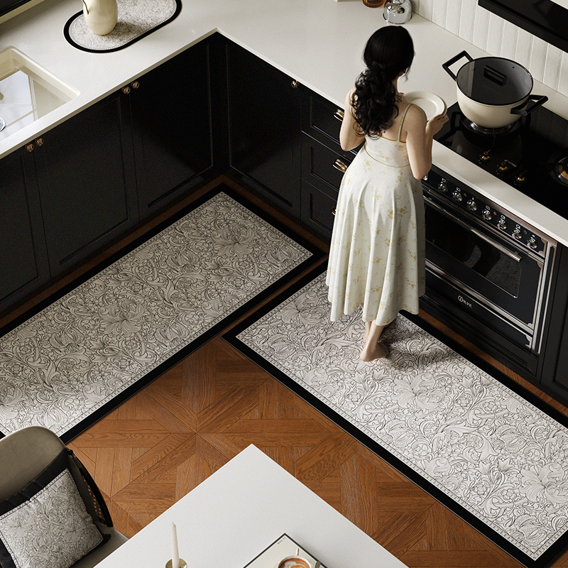 法式复古L形厨房地垫吸水