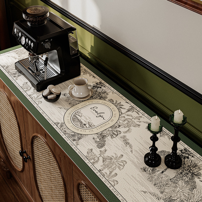 伊芙琳轻奢电视柜垫子复古高级感边柜垫防水防油餐桌垫茶几垫定制