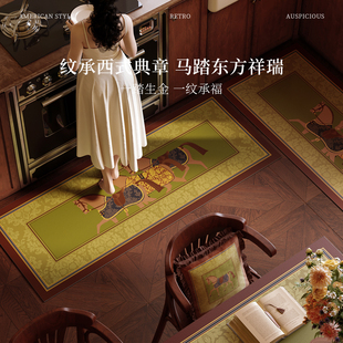 伯爵行马年新款 复古厨房专用地垫吸水防滑防油可擦硅藻泥脚垫 美式