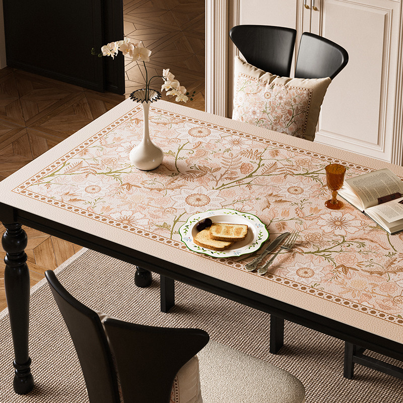卡莉亚法式复古餐桌垫防水防油防烫免洗粉色高级防滑皮革桌布家用,居家布艺,桌布,淘宝优惠券,粉丝福利购,淘宝优惠卷