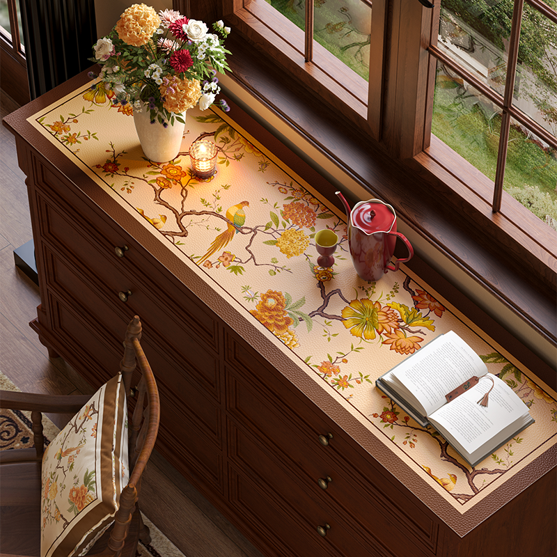 艾薇庄园美式皮革边柜电视柜鞋柜垫子台面保护垫可擦洗高级感桌布,居家布艺,桌布,淘宝优惠券,粉丝福利购,淘宝优惠卷