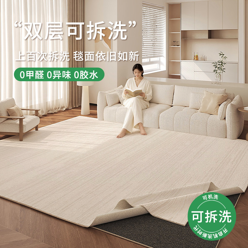 可拆洗地毯客厅2026新款侘寂奶油风可拆卸卧室双层隔音可机洗地垫