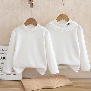 女童打底衫加厚2025秋装新款儿童长袖t恤衫内搭白色洋气童装小童