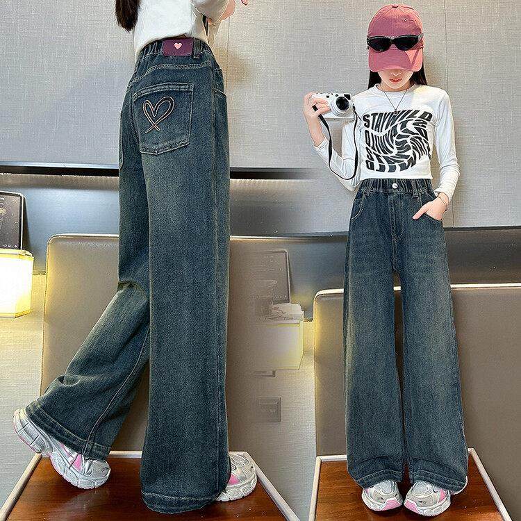 女童加绒牛仔裤阔腿裤2025新款儿童秋季休闲裤子女孩直筒阔腿裤,童装/婴儿装/亲子装,儿童牛仔裤,淘宝优惠券,粉丝福利购,淘宝优惠卷