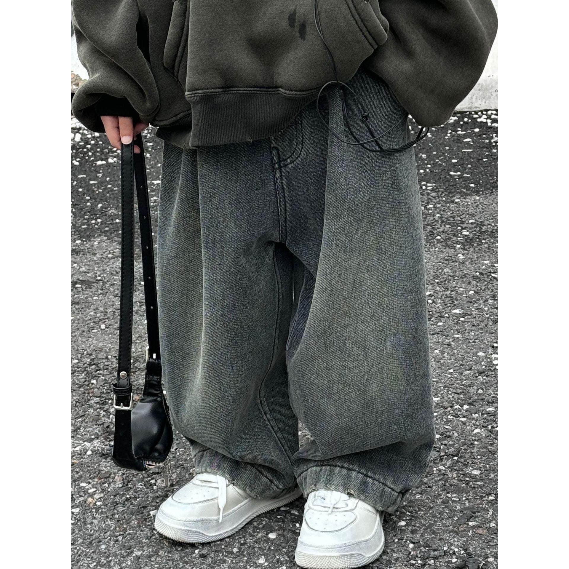 貌貌妈家2025冬季新款韩版男女童时尚覆古水洗做旧加绒牛仔裤儿童,童装/婴儿装/亲子装,儿童牛仔裤,淘宝优惠券,粉丝福利购,淘宝优惠卷