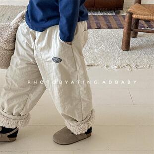 儿童韩版加绒加厚棉裤冬款女童男童保暖裤子宝宝宽松时尚休闲 裤