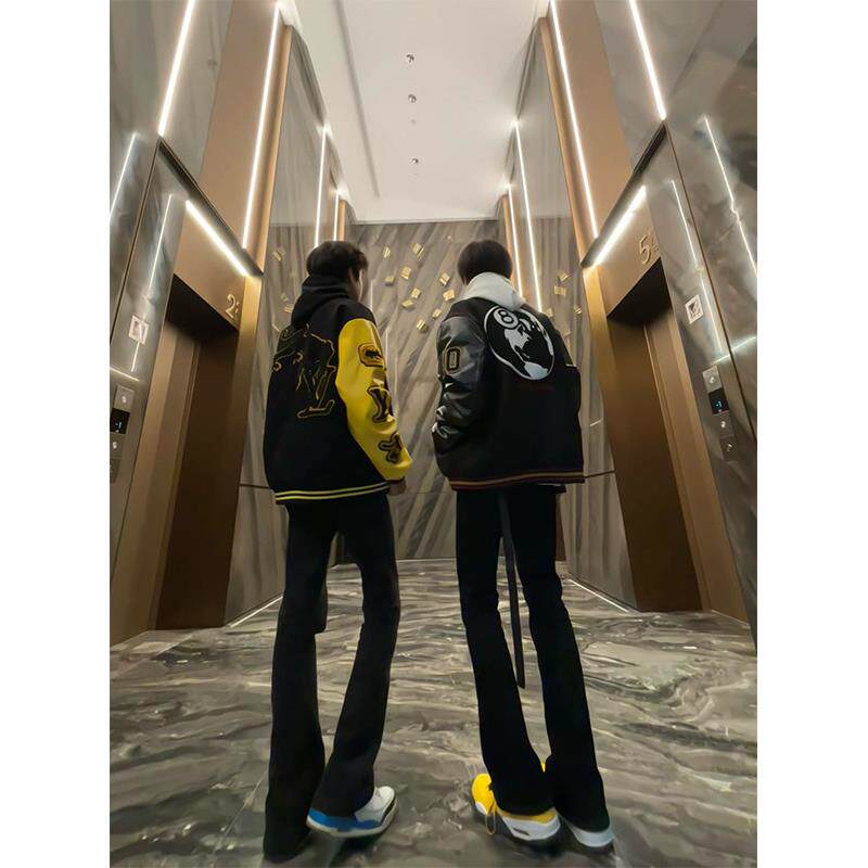 高街国潮黑色弯刀裤子夏季新款百搭长裤男潮流休闲ins微喇牛仔裤