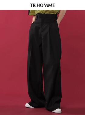 TR HOMME 加长拖地阔腿裤男oversized宽松走秀款垂感高腰男士西裤