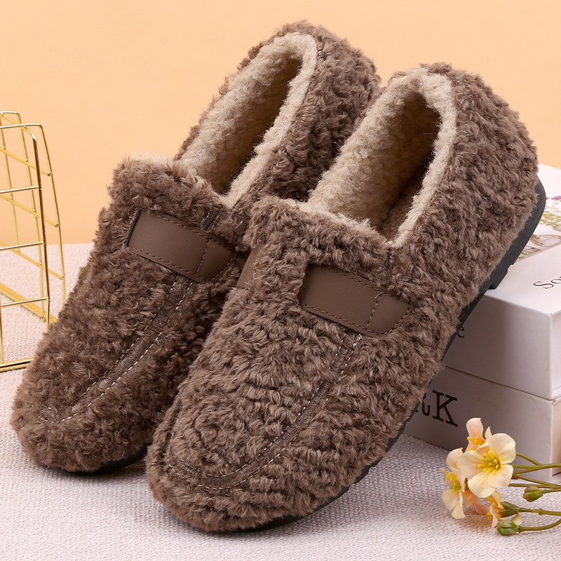 毛毛鞋女冬外穿网红2025新款加绒百搭豆豆鞋子平底棉鞋一脚蹬女鞋,女鞋,传统布鞋,淘宝优惠券,粉丝福利购,淘宝优惠卷