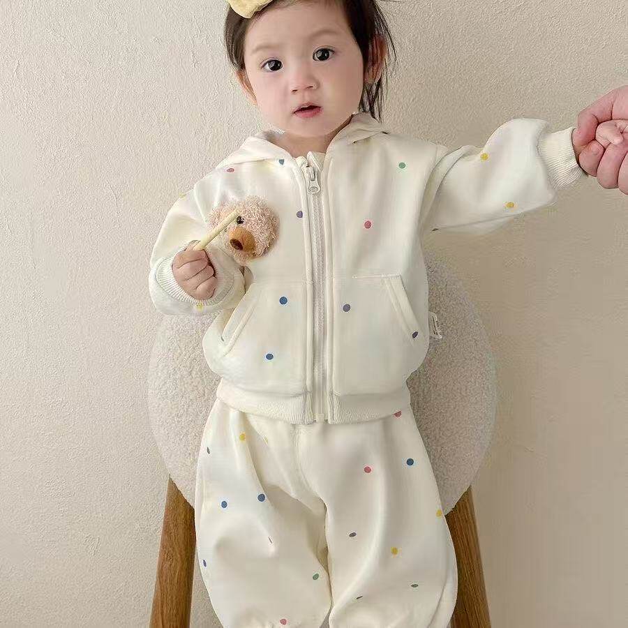 女童波点套装2025新款洋