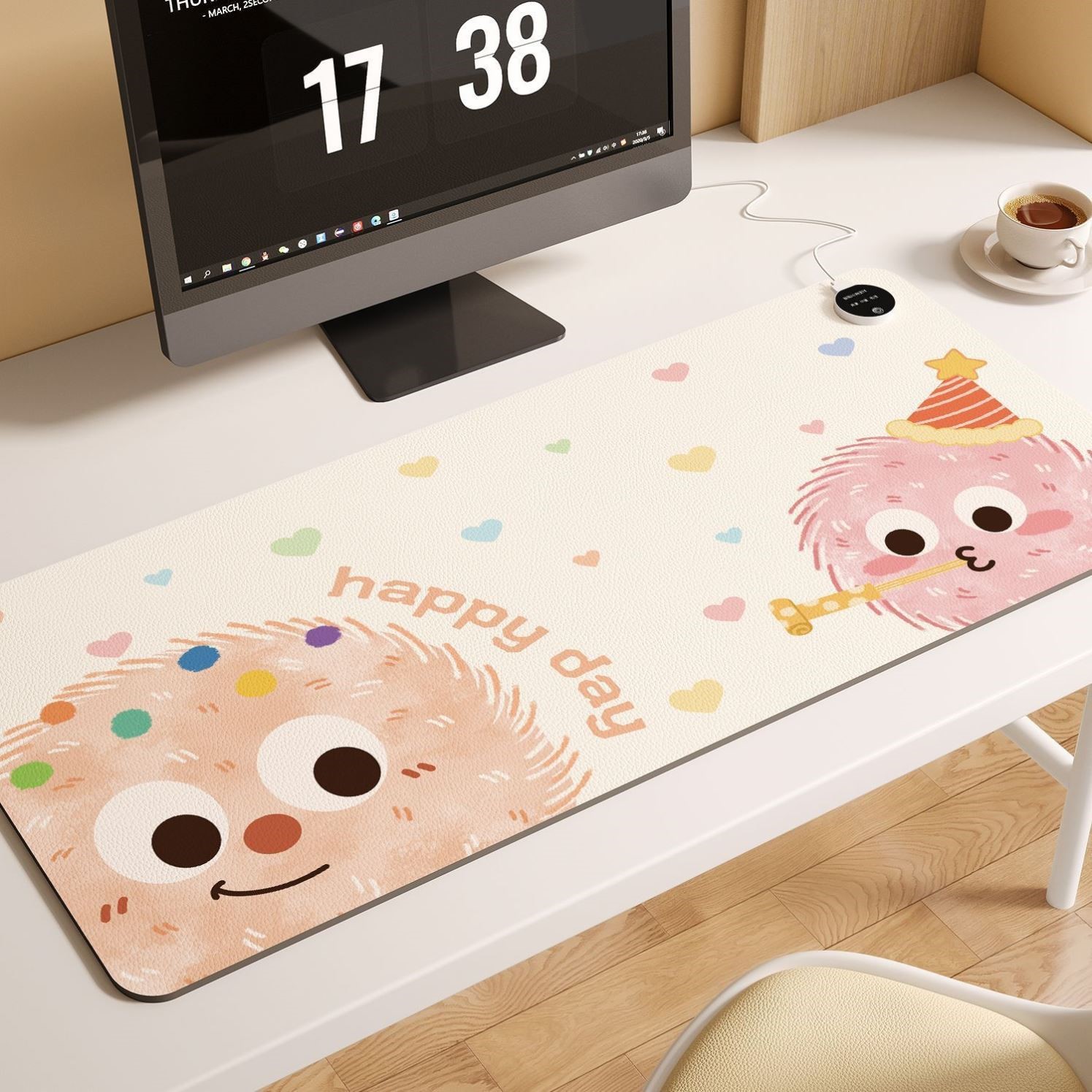 加热鼠标垫办公室电脑桌面超大暖桌垫学生写作业暖手发热桌垫