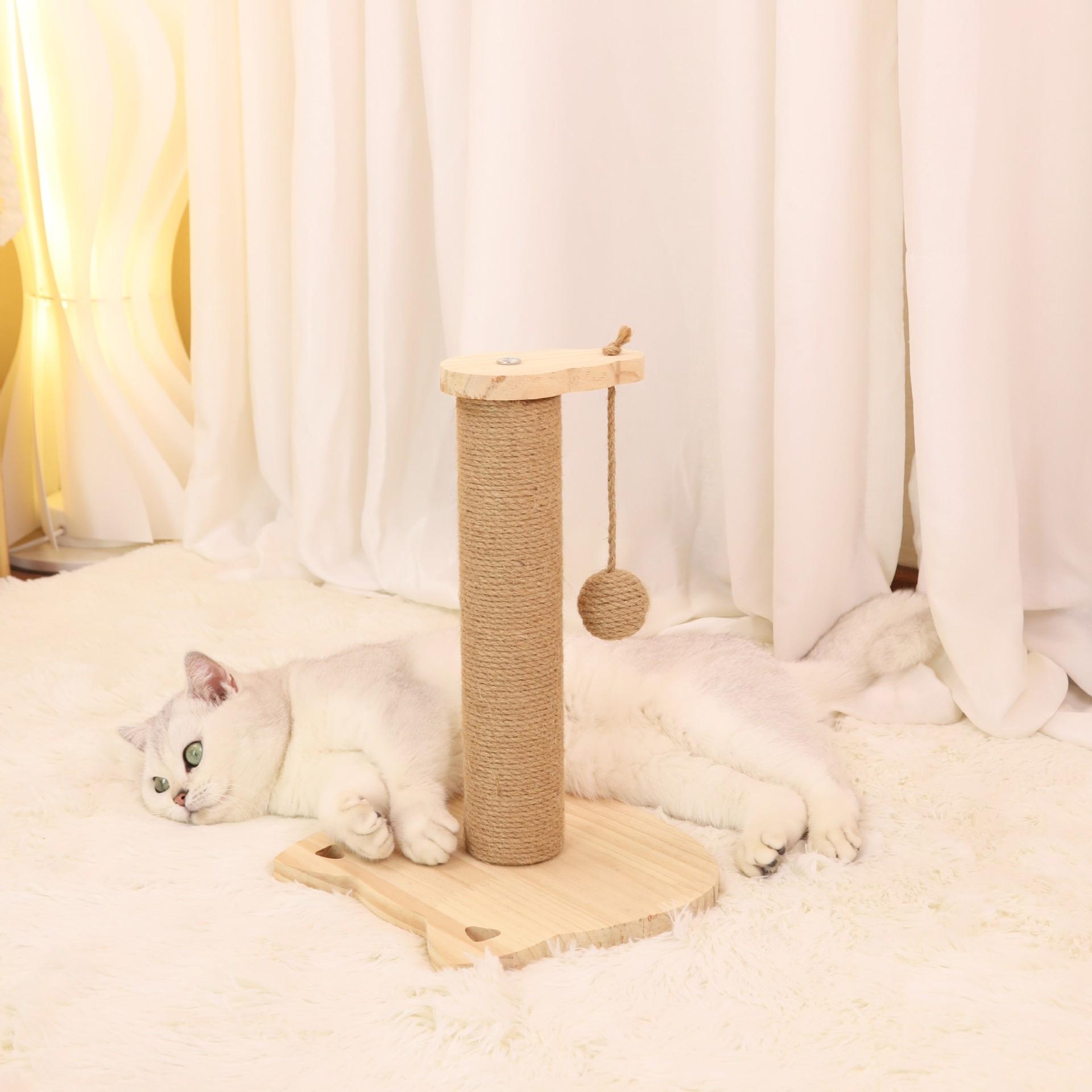 猫抓柱实木猫玩具猫抓板不掉屑剑麻柱剑麻吊球可替换猫咪玩具