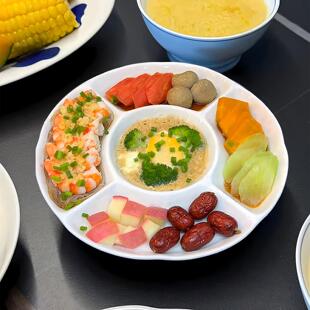 分隔蒸盘陶瓷景德镇陶瓷餐盘可蒸可微波五格盘子风车盘分格家用菜