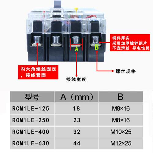 上海人民塑壳断路器三相四线CM1LE 4P250A400A空气开关带漏电透明