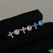 绝美闪锆拧螺丝十字架华子耳钉女双耳洞百搭不对称钛钢耳骨耳蜗钉