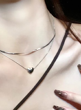 ins冷淡风爱心项链女双层锁骨链