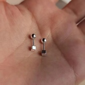 简约小方块耳钉耳环2025新款 爆款 养耳洞圆形螺丝拧睡觉免摘耳骨钉