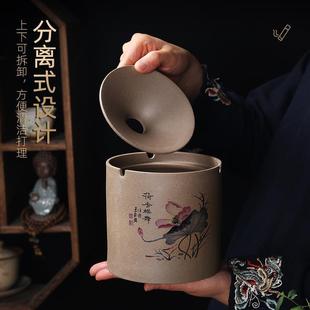家用办公室漏斗带盖子防飞灰风创意个性 大号粗陶烟灰缸时尚 潮流烟