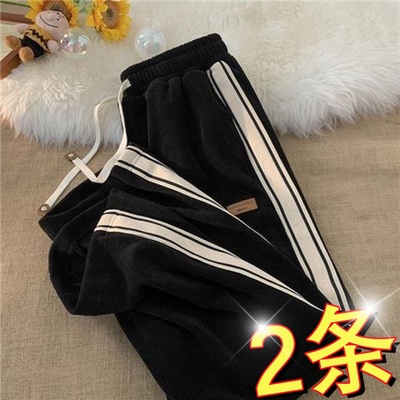 条纹卫裤男2025新款宽松直筒春秋