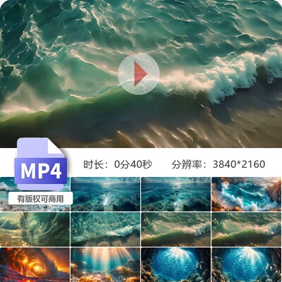 高清海洋世界巨浪翻滚波涛汹涌金色日出珊瑚海底水潮丁达视频素材