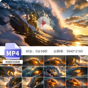 高清海洋巨浪波涛汹涌翻滚AI素材滔天潮旋涡拍打水面惊岸视频素材