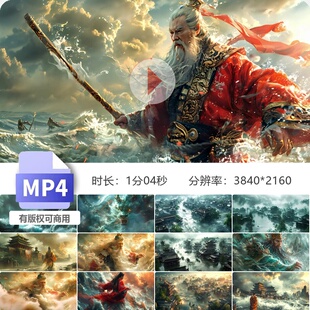 高清大禹治水故事古代河流治理华夏文明历史典故舞台背景视频素材