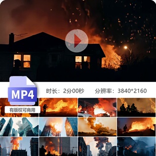 高清城市火灾现场房屋写字楼住宅浓烟滚滚消防员救援安全视频素材