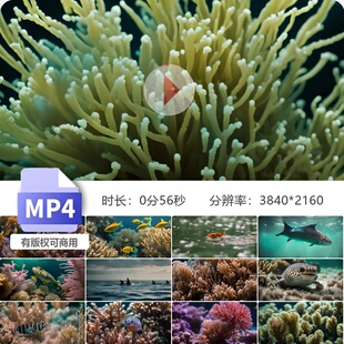 高清海底世界珊瑚礁鱼群鲨面神秘深海植物水底实拍4K视频素材