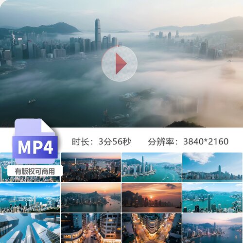 高清香港维多利亚港中环金融中心CBD地标夜景黄昏航拍延视频素材