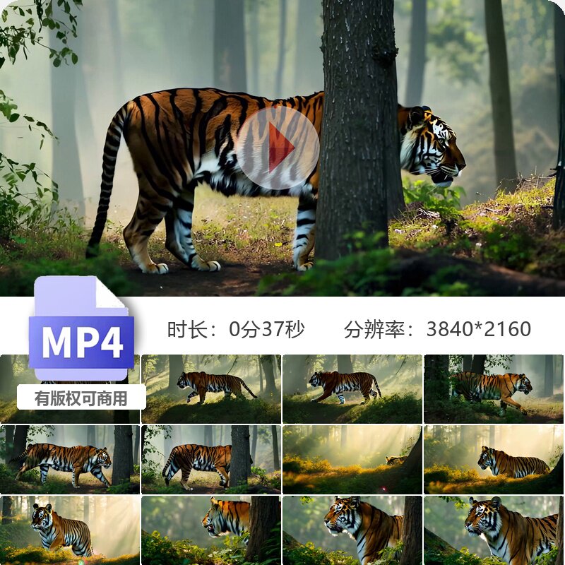 高清老虎森林散步猛兽华南东北野生自然行走清晨秦岭视频素材