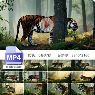 高清老虎森林散步猛兽华南东北野生自然行走清晨秦岭视频素材