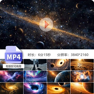 高清宇宙星空星云极光科幻场景太空月球探索地外文明视频素材