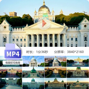 高清阿根廷布宜诺斯艾利斯国会大厦外部建筑街道城市著名视频素材