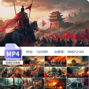 高清古代战争楚国城池战场金戈铁马万箭齐发两军交锋悲壮视频素材