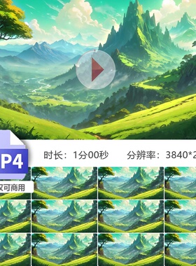 高清4K唯美梦幻卡通童话森林大山背景led舞台演出治愈视频素材