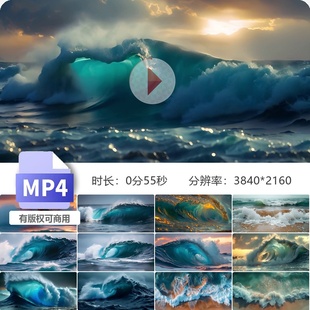 高清唯美海洋巨浪波涛汹涌翻滚滔天潮旋涡拍打慢镜头飞溅视频素材