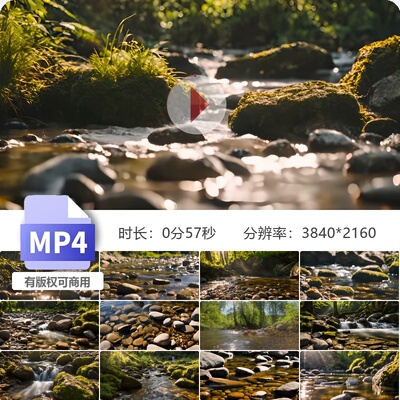 高清溪流清澈见底河水水源生态自然湍急纯澈甘甜健康保护视频素材