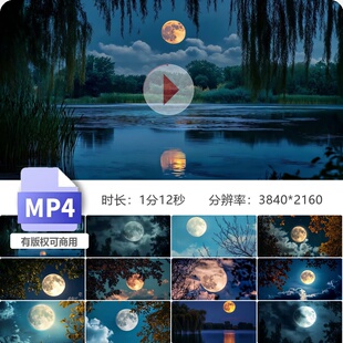 高清月亮满月圆月中秋超级月原创亮延时升起唯美意境视频素材