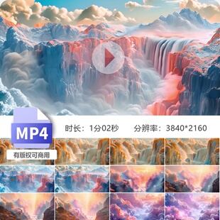 高清彩色梦幻山脉仙境云海中国风大气震撼唯美舞台背景视频素材